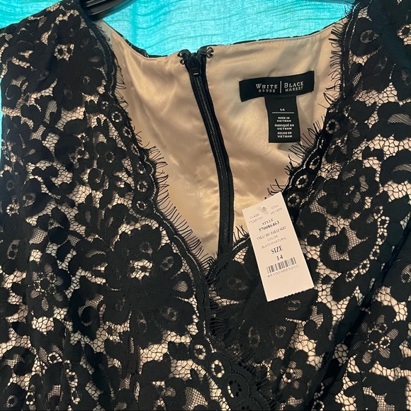 Cream lace knee length fit and flare cocktail dress. Perfect for weddings, etc. - Picture 2 of 5